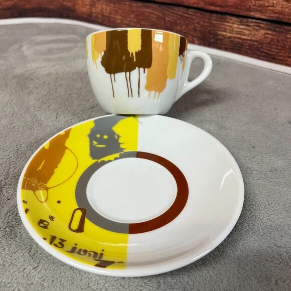 Toscana Espresso Abstract Art Artistic Cup & Saucer Set of 6 - Picture 12 of 16